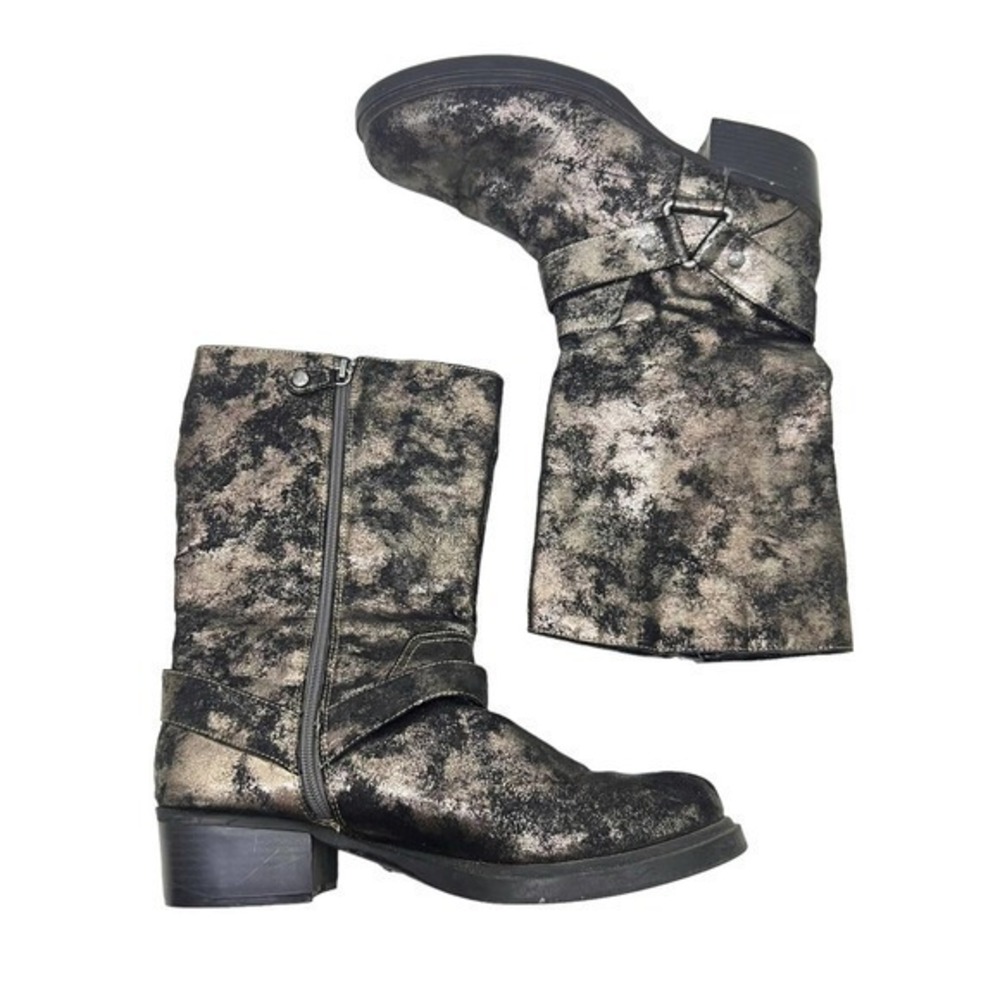SIMPLY VERA VERA WANG FAUX LEATHER METALLIC crackle BOOTS mid calf size 10